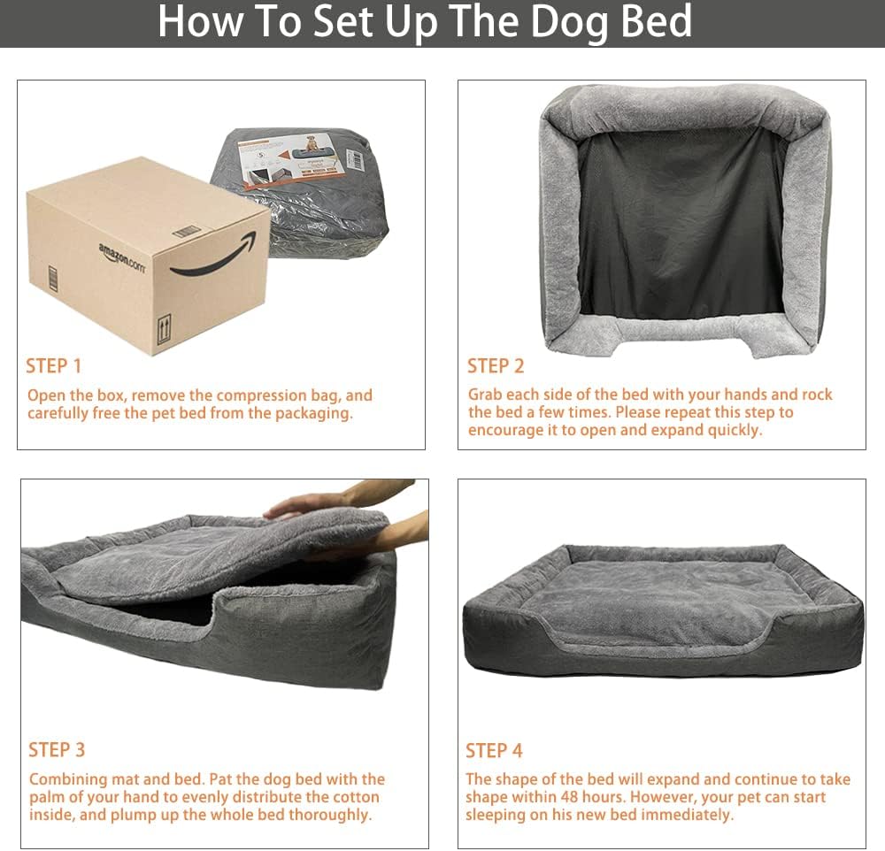 Dog Beds for Large Dogs Washable and Waterproof Dog Couch with Cover Dog beds  Furniture Soft Removable Dog Bed with Anti-Slip Bottom Black L