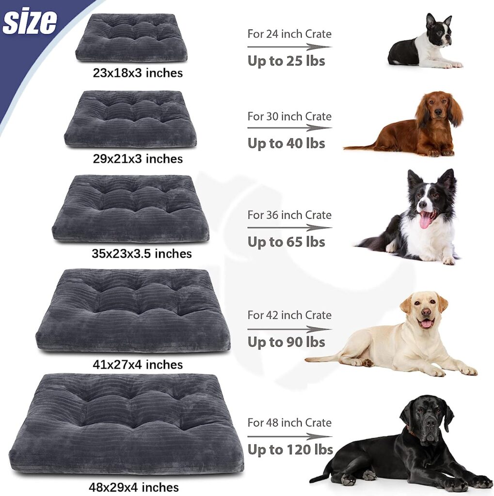 Dog Crate Bed Washable Dog Beds for Large Dogs Deluxe Thick Flannel Fluffy Comfy Kennel Pad Anti-Slip  Anti-Scratch Pet Sleeping Mat, 35 x 23 Inch, Gray