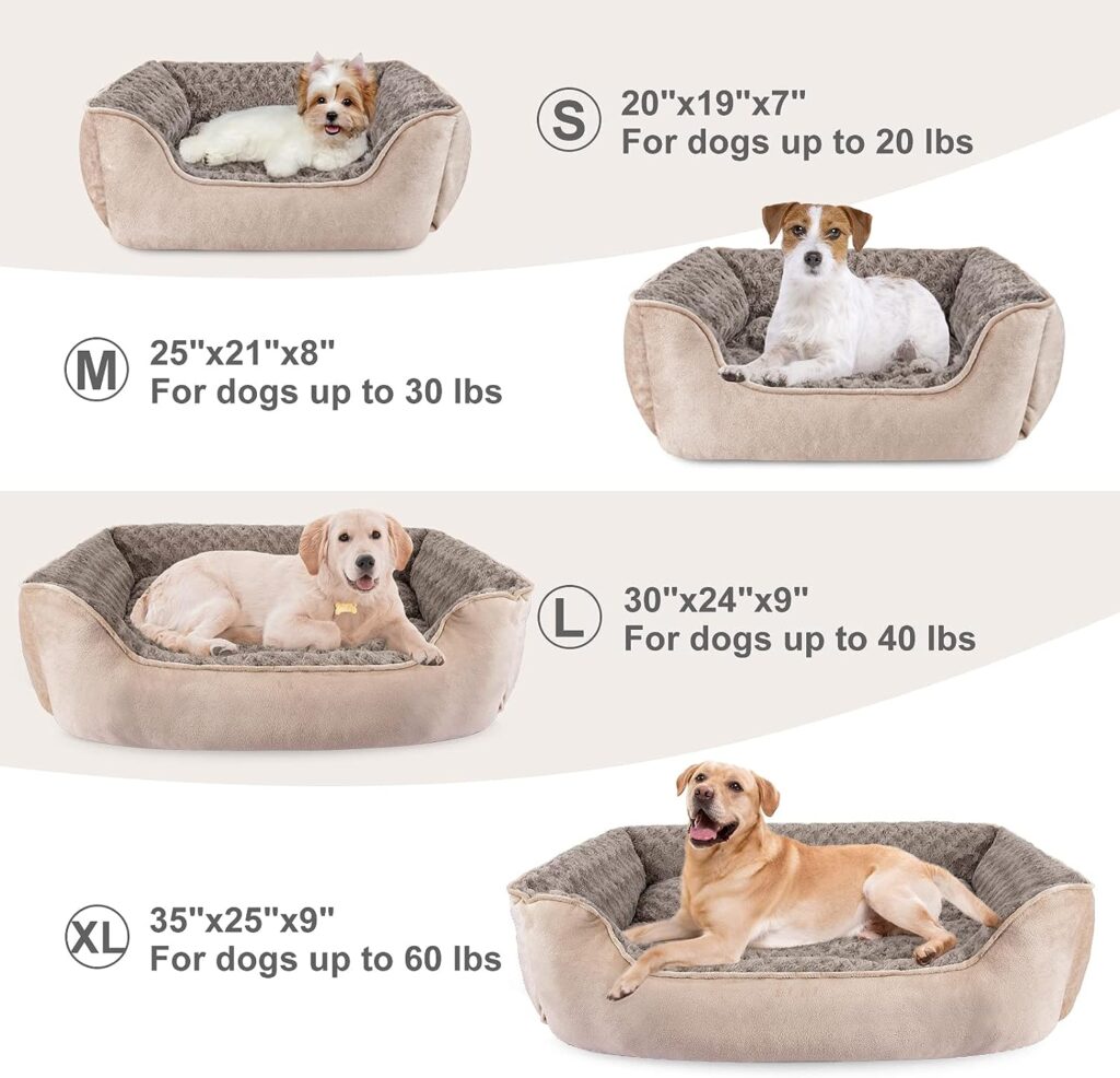 JOEJOY Rectangle Dog Bed for Large Medium Small Dogs Machine Washable Sleeping Sofa Non-Slip Bottom Breathable Soft Puppy Bed Durable Orthopedic Calming Pet Cuddler, Multiple Size, Beige