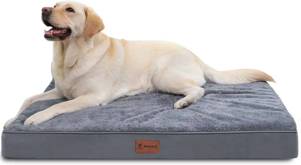 MIHIKK Orthopedic Dog Bed for Medium, Large Dogs, Egg-Crate Foam Dog Bed with Removable Cover, Pet Bed Machine Washable (35 x 22 x 3 inch, Dark Gray)