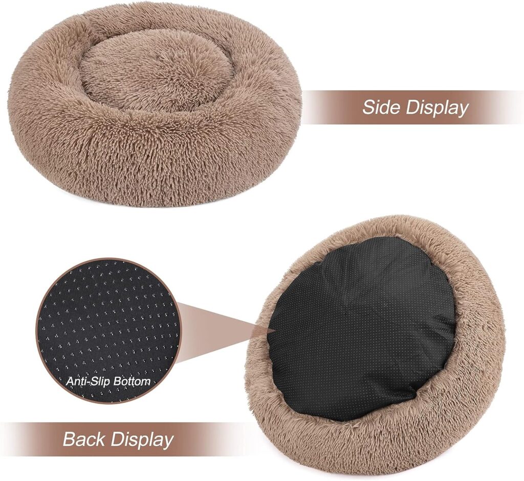 MIXJOY Orthopedic Dog Bed Comfortable Donut Cuddler Round Ultra Soft Washable Cat Cushion Bed (20/23/30) (23, Brown)