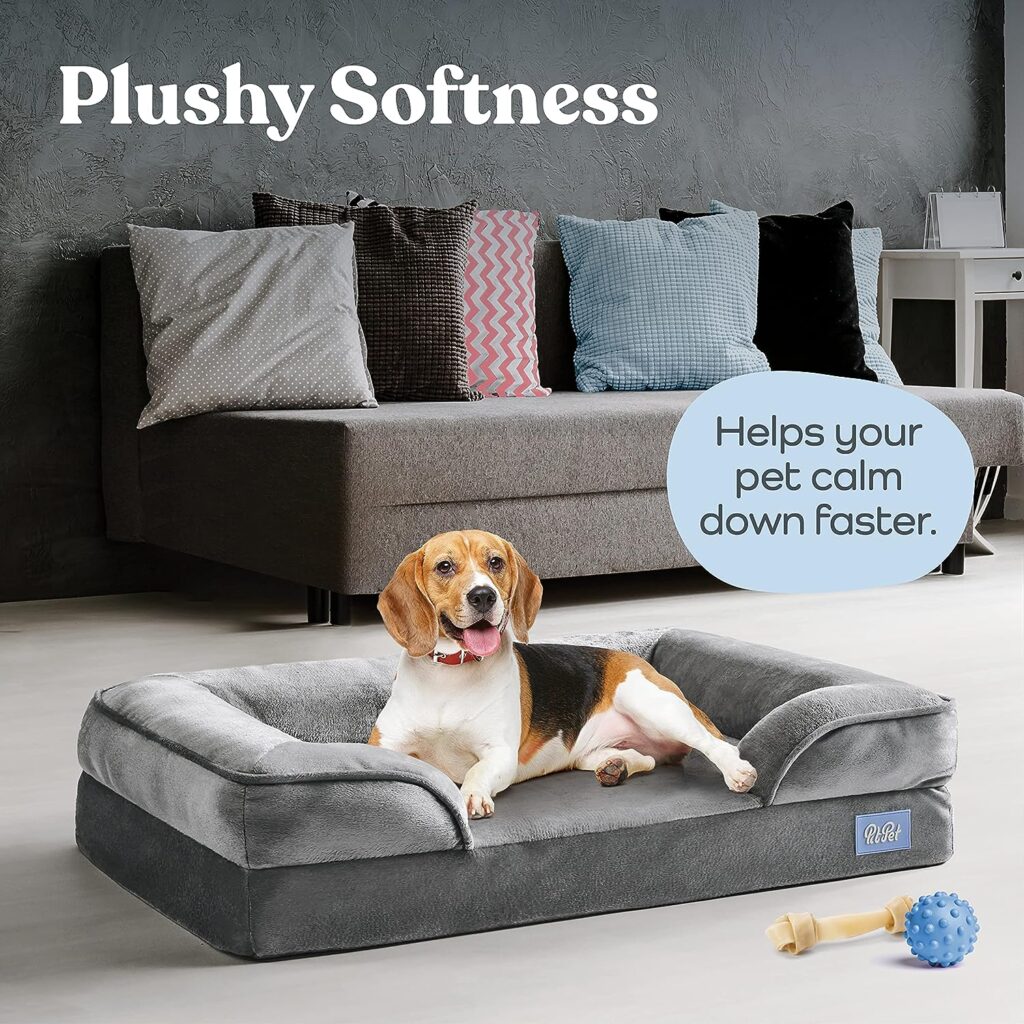 Orthopedic Sofa Dog Bed - Ultra Comfortable Dog Beds for Medium Dogs - Breathable  Waterproof Pet Bed- Egg Foam Sofa Bed with Extra Head and Neck Support - Removable Washable Cover  Nonslip Bottom