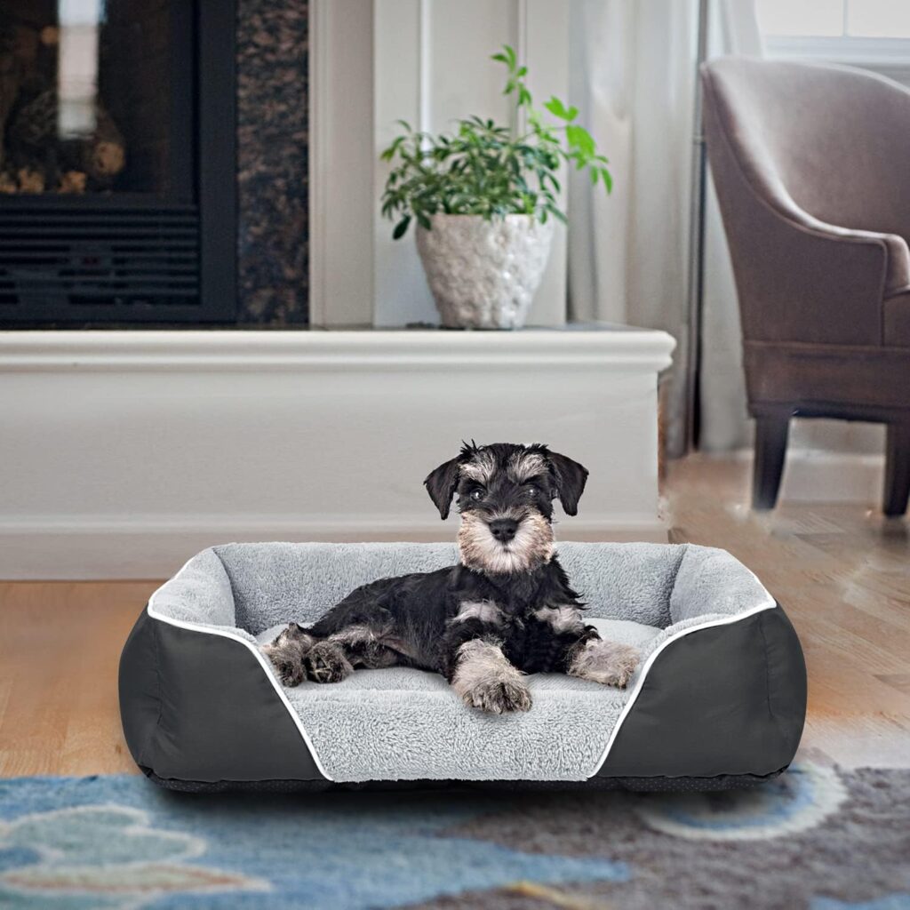 RIROMGY Dog Bed for Medium Dogs, Rectangle Machine Washable Dog Bed Warming Calming Pet Sofa Comfortable Orthopedic Dog Bed for Small Medium Dogs with Anti-Slip Bottom
