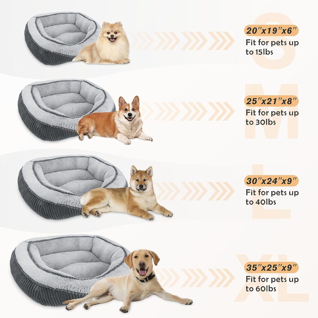 SIWA MARY Dog Beds for Small Medium Large Dogs  Cats. Durable Washable Pet Bed, Orthopedic Dog Sofa Bed, Luxury Wide Side Fancy Design, Soft Calming Sleeping Warming Puppy Bed, Non-Slip Bottom