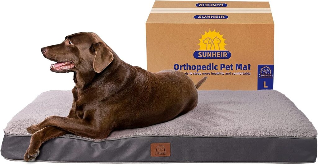 Sunheir Orthopedic Dog Bed for Medium, Large and Extra Large Dogs, Large Dog Bed with Removable Waterproof Cover and Egg-Crate Foam, Pet Bed Machine Washable (36 x 27 x 3 inch, Grey)