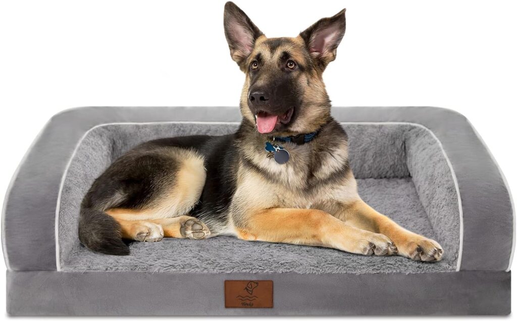 Yiruka Dog Beds for Extra Large Dogs, Washable Dog Bed Sofa with Removable Cover, Waterproof Dog Bed Couch with Nonslip Bottom, High Bolster Dog Bed, Orthopedic Large Dog Bed up to 100 lbs